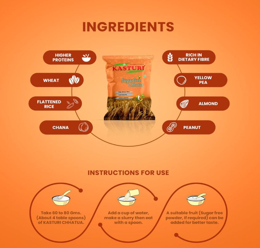 Kasturi Sugar Free Chatua (Sattu)- 500 Gram