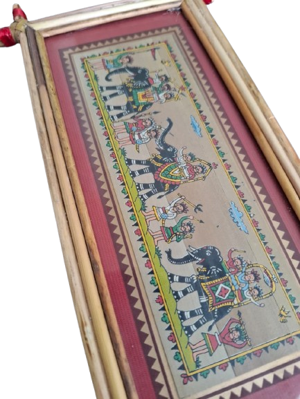 Elephant Palm-Leaf Pattachitra Frame