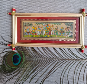 Krishna Rasleela Palm-Leaf Pattachitra Frame