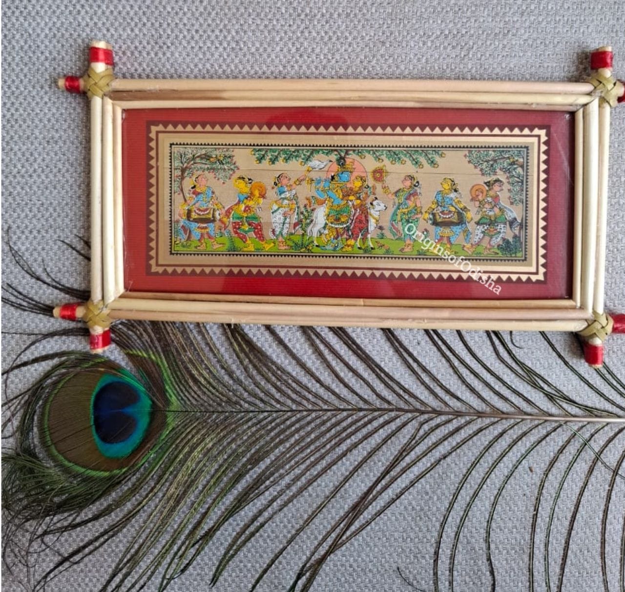 Krishna Rasleela Palm-Leaf Pattachitra Frame